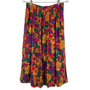 VINTAGE WORTHINGTON Vibrant Colorful Pleated Midi Skirt Multicolor 10 Preppy